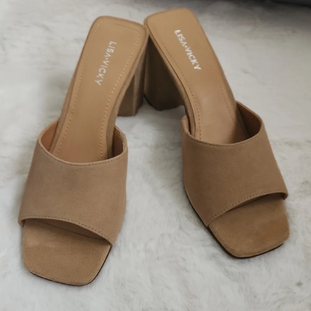 Tan Suede Women's Heels - Picture 3 of 4